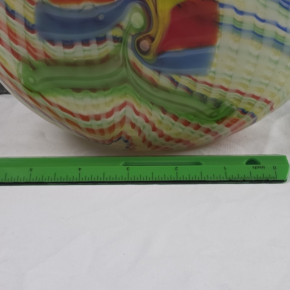 Vintage Murano Style Mid Century Vase Bright Color Lg Swirled Hand blown Glass - Picture 8 of 9